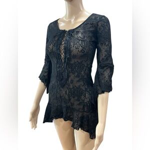 Leg Avenue sexy Black Lace-Up sheer nightie